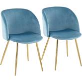 Fran Accent Chair in Light Blue Velvet & Gold Steel (Set of 2)